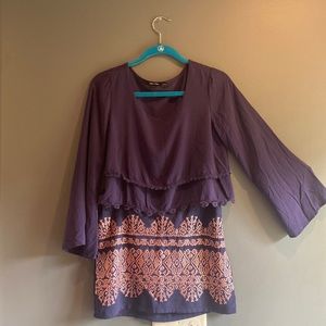 COPY - Doe & Rae Boho Navy Crop top with Crochet detail and Bell sleeves